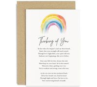 Rainbow Thinking of You Card for Women and Men - Heartfelt Poem on Loss, Death, Divorce, Sympathy - Condolences Support Card for Friends and Family - Here For You Card | Blank Inside with Envelope
