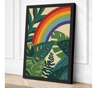Rainbow Through Palms Canvas Wall Art Print 30x20 Inch (76 x 51 cm)