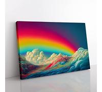 Rainbow Through The Clouds Vol.2 Canvas Wall Art Print Ready to Hang, Framed Picture for Living Room Bedroom Home Office Décor, 60x40 cm (24x16 Inch)