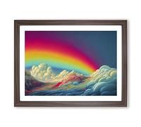 Rainbow Through The Clouds Vol.2 Framed Print | A2 Walnut Framed Wall Art | Ready to Hang | Modern Landscape Picture | Living Room Bedroom Lounge Office