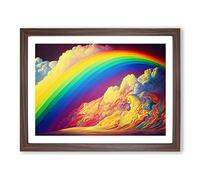 Rainbow Through The Clouds Vol.3 Framed Print | A2 Walnut Framed Wall Art | Ready to Hang | Modern Landscape Picture | Living Room Bedroom Lounge Office