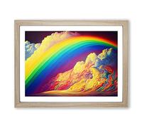 Rainbow Through The Clouds Vol.3 Framed Print | A3 Oak Framed Wall Art | Ready to Hang | Modern Landscape Picture | Living Room Bedroom Lounge Office