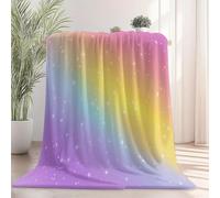Rainbow Throw Blanket 180x200 cm Stars Flannel Fluffy Fleece Blanket Soft Lightweight Warm Blankets and Throws for Bed Sofa and Couch a-7383