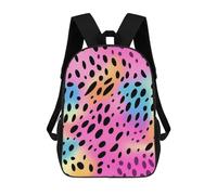 Rainbow Tie Dye Animal Spots Print Classic 17 Inch Backpack Travel Daypack Casual Shoulder Bag with Adjustable Strap for Men Women