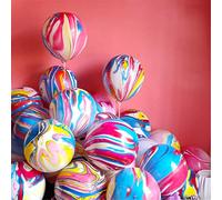 Rainbow Tie Dye Balloons 100PCS 12 Inch Agate Marble Latex Swirl Balloons For Tie Dye Birthday Party Supplies,Candyland,Bachelorette,Fun Hippie Party Decorations(Color Clouds)