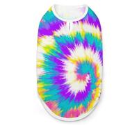 Rainbow Tie Dye Hand Draw Fashion Pet Vest, Easy Wear Dog Clothes for Small Dogs Daily Walking M
