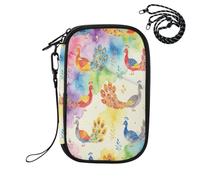 Rainbow Tie-dye Peacock Pattern RFID Blocking Family Passport Holder, Waterproof Travel Document Organizer Wallet for Women Men, Credit Card Case Travel Essentials