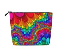 Rainbow Tie Dye-Red Fake Hemp Travel Pouch for Women, Large Capacity Cosmetic Bag Daily Use Zippered Organizer