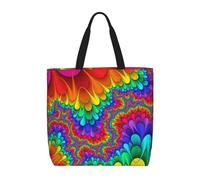 Rainbow Tie Dye-Red Print Canvas Tote Bags for Women Reusable Grocery Bag Large Gym Canvas Cloth Pouch Portable Shopping Handbag with Inner Pocket