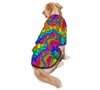 Rainbow Tie Dye-Red Print Dog Hoodie Pet Sweatshirt, Warm, Soft And Breathable Hooded Clothes For Medium To Large Dogs, Easy-To-Wear Design, For Winter And Fall