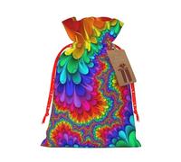 Rainbow Tie Dye-Red Print Drawstring Bags Burlap Gifts Bag With Drawstring Gift Bags For Wedding/Party/Festival/Storage