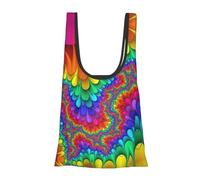 Rainbow Tie Dye-Red Print Reusable, Foldable,Washable Grocery Bags Foldable in A Pouch Eco Tote Shopping Bag,Daily Shopping Loading