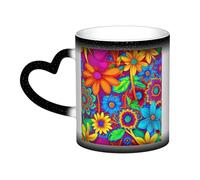 Rainbow Tie Dye-Red Print Thermal Color Changing Mug, Ceramic Coffee Cup, Magic Mug for Home Office Cafe