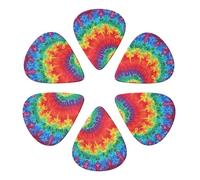 Rainbow Tie Dye-Red Printed Guitar Picks -6 Pcs Guitar Picks Plectrum,Guitar Accessories,Electric Guitar Pick, Bass & Ukulele 0.46mm