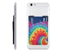 Rainbow Tie Dye-Red Printed Phone Card Holder Wallet Sleeve PU Leather Phone Pocket Compatible with iPhone Samsung Galaxy