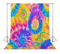 Rainbow Tie-dye Swirl Photo Studio Backgrounds Black Photography Backdrop for Portrait Video Shooting Live 56"x98"