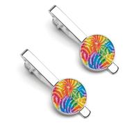 Rainbow Tie-dye Tie Clips for Men Necktie Tie Clip Tie Bars for Business Wedding Gifts 5.5x2.2cm