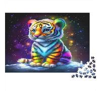 Rainbow Tiger Cub Jigsaw Puzzle Tiger 1000 Pieces Premium Cardstock Eco-friendly for Adults Decompression Wall Decor Gift 70x50cm/1000pcs