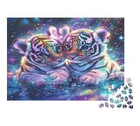 Rainbow Tiger Cubs 1000 Piece Premium Cardstock Classic Jigsaw Puzzle Couple Partners Stress Relief Wall Decor Value Pack 70x50cm/1000pcs
