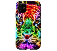 Rainbow Tiger Face Colorful Fractal Art Design Case for iPhone 11