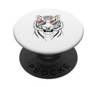 Rainbow Tiger Sunglasses Color Animal Art PopSockets Adhesive PopGrip