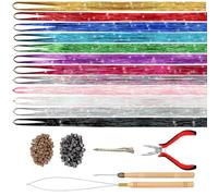 Rainbow Tinsel Hair Extension Kits For Party Hairstyles Accessories Tools Tinsel Hair Extensions Photo Props Comfortable Weave