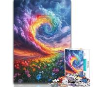 Rainbow Tornado Jigsaw Puzzles for Adults 1000,Staycation Kill Time Every Piece Is Unique - Challenging Family Fun Game (75x50cm)