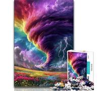 Rainbow Tornado Jigsaws 1000 Pieces for Teenagers,Stress Reliever Staycation Kill Time with Matching Poster And Trivia Sheet (38x26cm)