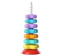 Rainbow Tower Stacker Early Educational Learning Toy Motor Skills Baby Sensory Spin Gears Stacking Rings Toy Problem Solving for Babies 1-3 Years