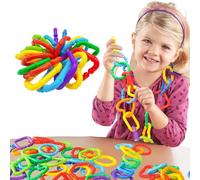 RAINBOW TOYFROG Baby Links Rings - 35 Geometric Linking Chains Ring Toys for Baby - Safe Infant Toys for Teething and Sensory Development - Car Seat & Stroller Toys for Infants & Toddlers