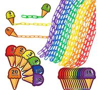 RAINBOW TOYFROG Chain Link Math Manipulatives - 240 C-Clip Chain Links & 20 Ice Cream Cards for Counting & Linking Math Games - Learning Resources for Kindergarten Sensory Bin
