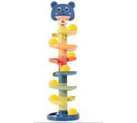 Rainbow Track Ball Tower, 7-Layer Montessori Sensory Rolling Ball Toy with Bear Backboard, 45cm Educational Development Track Set for Children