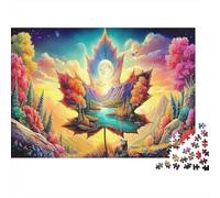 Rainbow Train 1000 Piece Adult Jigsaws | Impossible Hard Challenging Puzzle Autumn Lake Under Moon Educational Decompression Game 70x50cm/1000pcs
