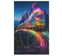 Rainbow Train 1000 Piece Jigsaw Puzzle- Brain Teaser Game for Adults & Children - Educational Activities Wooden Jigsaws （78×53cm）