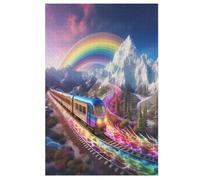 Rainbow Train Jigsaw Puzzles for Adults 1000 Pieces Puzzle Brain Teaser And Children Premium Quality Wooden 78×53cm