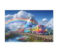 Rainbow Train Jigsaw Wooden Puzzles for Adults 1000 Piece Puzzle Challenging Game Toys Birthday Gift for Adults Kids Boys Girls （75×50cm）