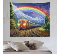 Rainbow Train Tapestry, Tapestry Wall Hanging Poster Print Bedroom Living Room Home Wall Art Decoration 130×150cm