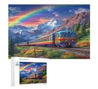Rainbow Train Wooden Jigsaw Puzzles 1000 Piece Puzzle For Adults. Challenging To Complete But Fun And Humorous Jigsaws （75×50cm）
