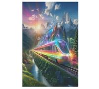Rainbow Train Wooden Jigsaw Puzzles for Adults 1000 Pieces Jigsaw Puzzle for Adults & For Kids Age 12 And Up Family Gathering Educational Game Toys (78×53cm)