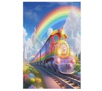 Rainbow Train Wooden Jigsaws Puzzles for Adults 1000 Jigsaw Puzzle, Decompressing Intellectual Educational Toy for Kids (78×53cm)