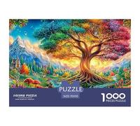 Rainbow Tree, Flowers, People, Cottage, Mountain And River 1000-Piece Jigsaw Puzzle Multicolor Style - Perfect for Family Bonding, Adults & Kids 70x50cm/1000pcs