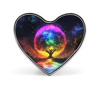 Rainbow Tree Glowing Heart Badge Pin Metal Reel Pins Memorial Brooch Button Lapel Pins for Backpack Wedding
