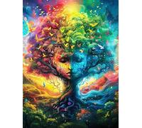 Rainbow Tree of Life 500 Pc Classic Jigsaw Puzzle Animals And Plants Puzzle for Adults Hard Challenging Hobby Home Decor Poster High-grade Rigid Cardboard 500 PCS