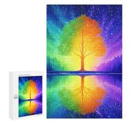 Rainbow Tree Reflection Art Print Puzzle 1000 Teile Schwer Puzzle Spielzeug Lernspiel Impossible Herausforderungsspielzeug Für Erwachsene Kinder 1000 PCS