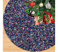 Rainbow Tree Skirt - Sequin, 21 Inch, Colorful Xmas Tree Ring for 4ft Tree, Perfect for Family Home Party Decor