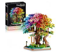 Rainbow Treehouse Building Set, 2338 Pieces Sakura Tree House Mini Micro Building Blocks, Cherry Blossom Bonsai Architecture Model Toy, Home Office Decor Gift for Adults & Teens