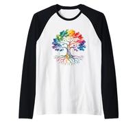 Rainbow Trees Life LGBTQ Lesbian Gay Pride Flag Ally Raglan Baseball Tee
