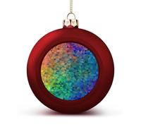 Rainbow Triangle Christmas Tree Ornaments 4CM Shatterproof Pc Plastic Balls with Lanyard Baubles Hanging Christmas Ball Ornaments for Xmas Tree Holiday Party Wedding Home Decorations