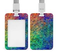Rainbow Triangle ID Badge Holder with Vertical Card Badge Holder Waterproof Plastic Card Sleeve Badges Protector Case Name Tag ID Card Holder for Office Doctor Nurse Teachers