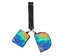 Rainbow Triangle Wristlet Keychain Wallet Pouch with Strap Double Zipper Small Coin Purse Portable Wrist Bag for Travel Gym Daily Use